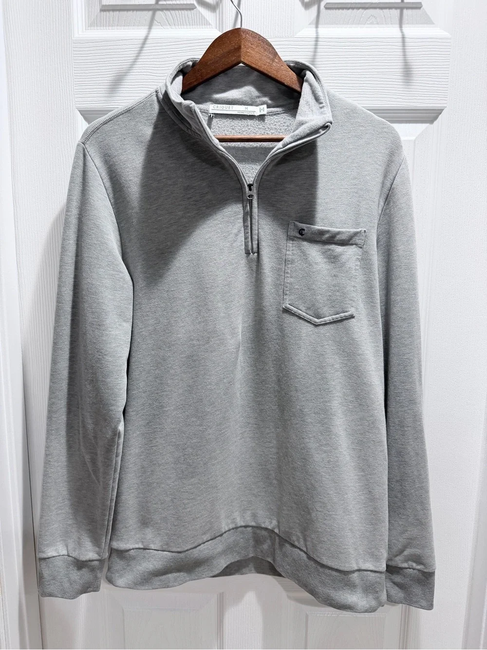 Criquet Quarter‑Zip Pullover – Men’s M Light Gray Modal Blend